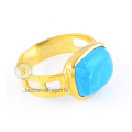 925 Sterling Silver Smithsonite anillo de piedras preciosas, 18k oro plateado anillo de plata